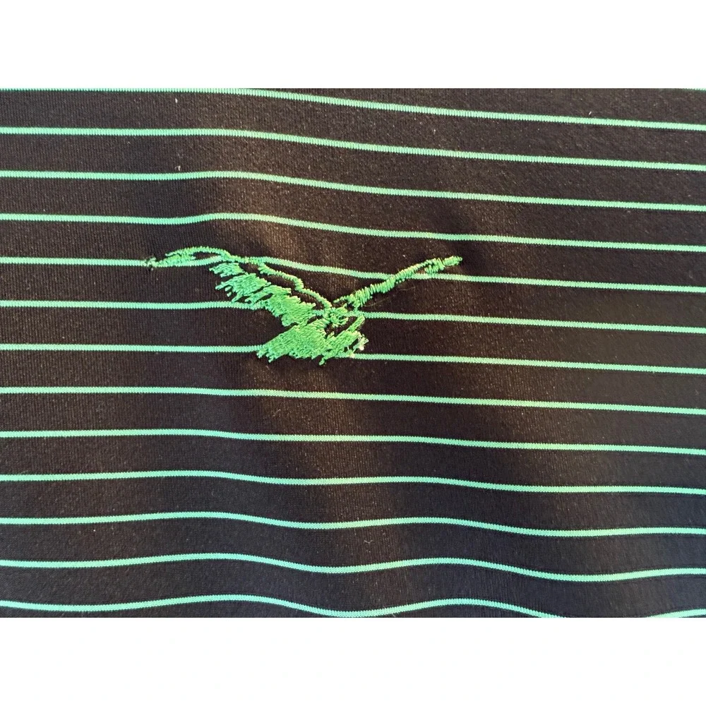 Peter Millar Summer Comfort Black w/Green Stripes Golf Polo Eagle Logo Sz L - Picture 5 of 11